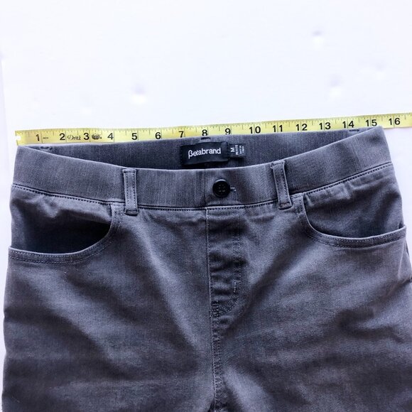 BETABRAND Straight Leg Yoga Denim 4-Pocket Gray Jeans Womens Medium Petite - Picture 7 of 9